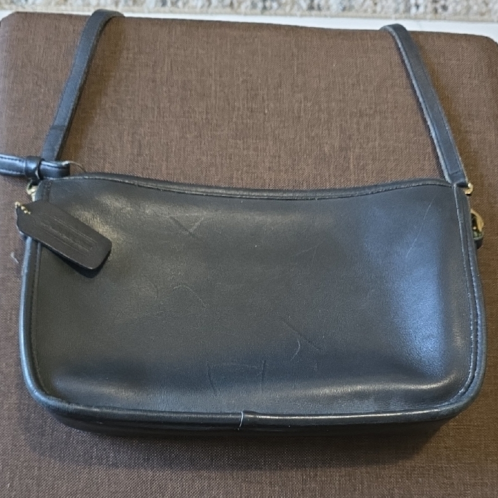 Coach Black Leather Zip-Top Bag - Picture 5 of 6